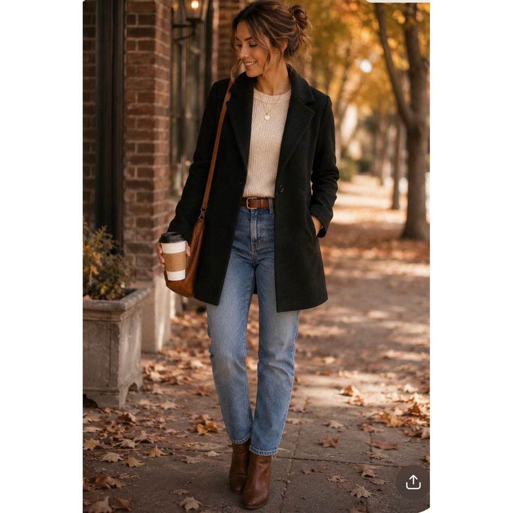 Love For Humanity Black Label Single Button Overcoat Long Black Jacket S